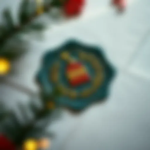 A beautifully designed Christmas envelope seal showcasing festive motifs.