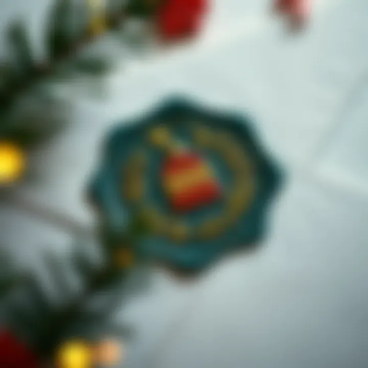 A beautifully designed Christmas envelope seal showcasing festive motifs.