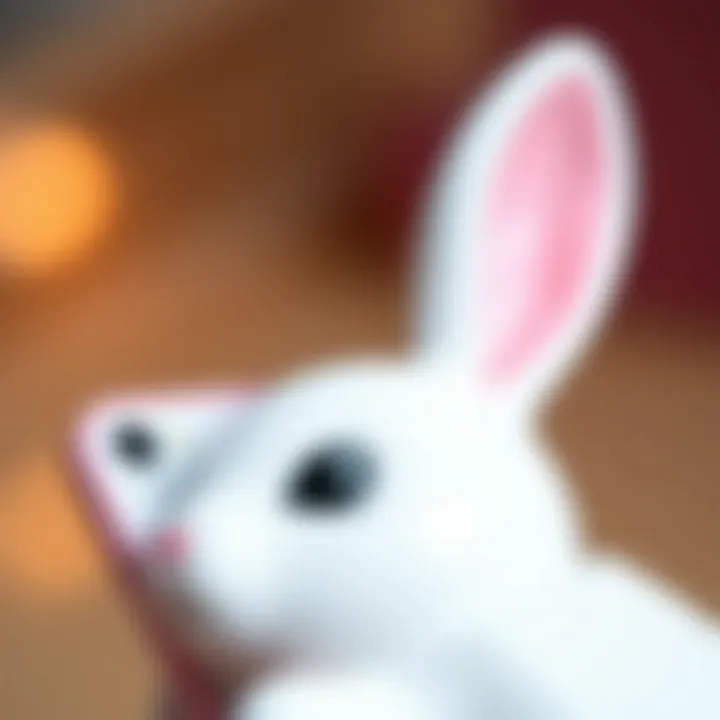 A close-up view of the materials used in the bunny phone holder