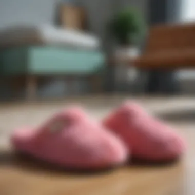 A stylish pair of squishy slippers next to modern decor