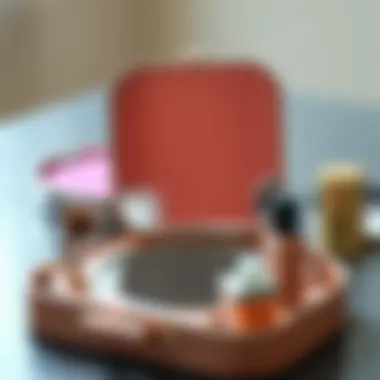 Chic compact mirror with innovative storage solutions for travel