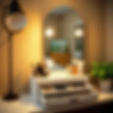 Stylish tabletop mirror with organized makeup storage drawers