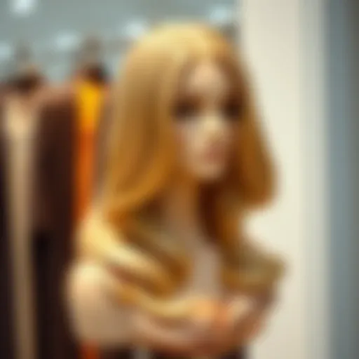Honey blonde ombre lace front wig displayed elegantly on mannequin