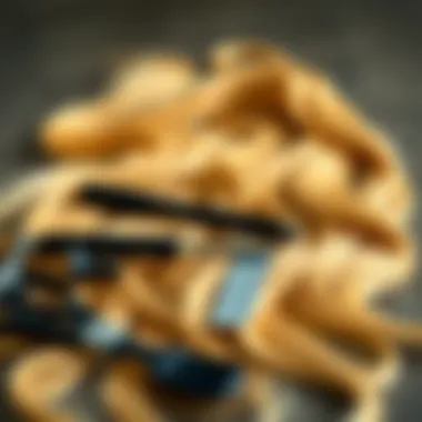 Maintenance tools for honey blonde ombre lace front wig arranged neatly