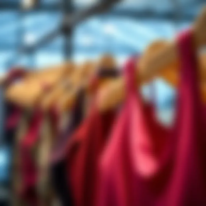 Elegant display of wine camisoles showcasing diverse fabrics