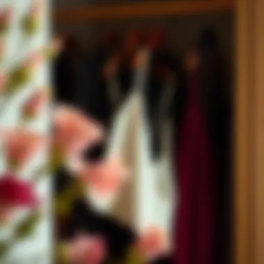 Stylish arrangement of wine camisoles in a contemporary wardrobe