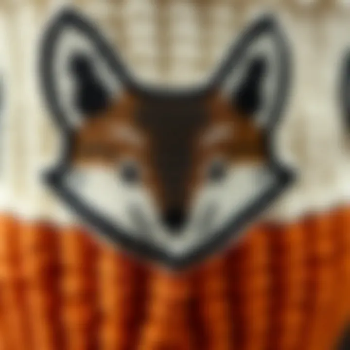 Close-up of the fabric texture and design of the fox laundry basket