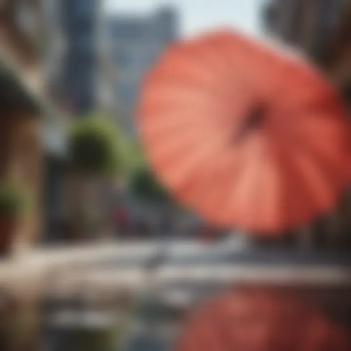 Fashionable umbrella in sunny outdoor setting