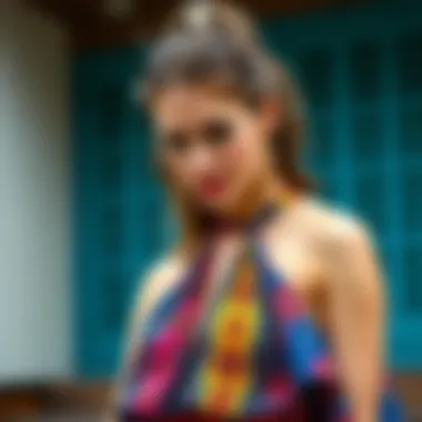 Vibrant Paisley Halter Dress Elegant paisley halter dress in vibrant colors