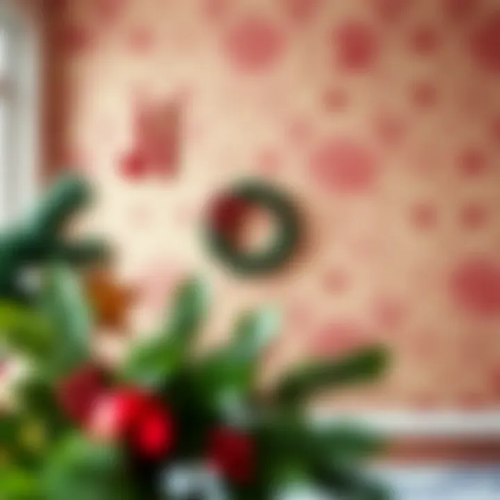 Elegant Christmas-themed peel and stick wallpaper design showcasing festive patterns