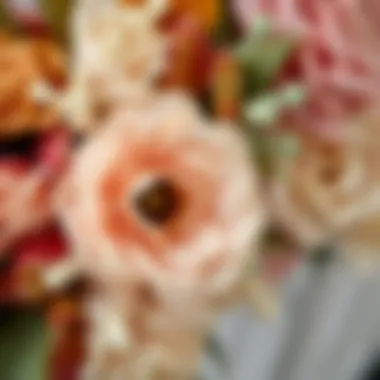 Close-up of high-quality materials used in artificial flower swags, emphasizing texture and detail.