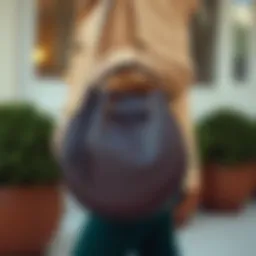 Elegant round bucket bag in luxurious leather