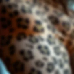 Close-up of the intricate fabric texture of the sheer cheetah bodysuit