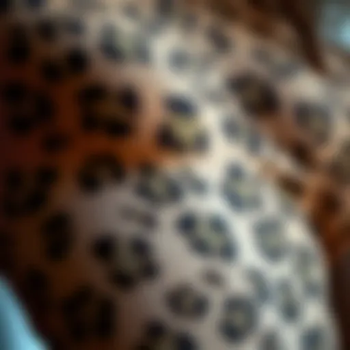 Close-up of the intricate fabric texture of the sheer cheetah bodysuit