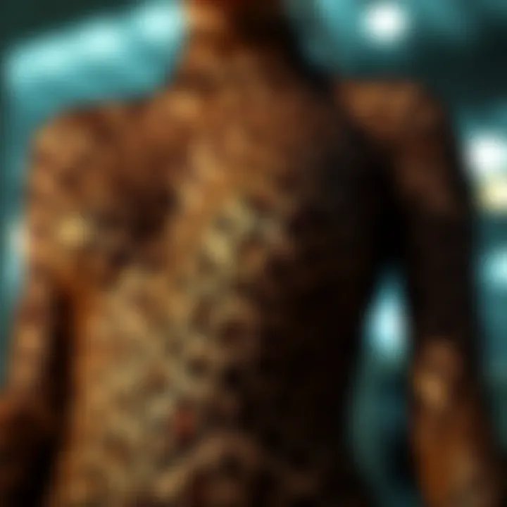 A detailed view of the sheer cheetah bodysuit's animal print pattern