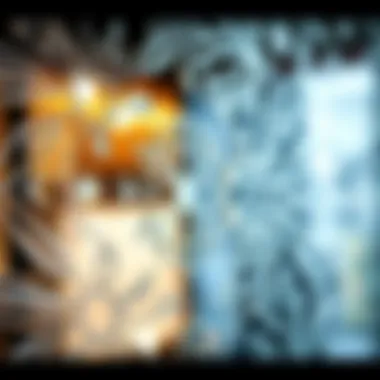 Close-up view of reflective surface and intricate designs of acrylic wall stickers