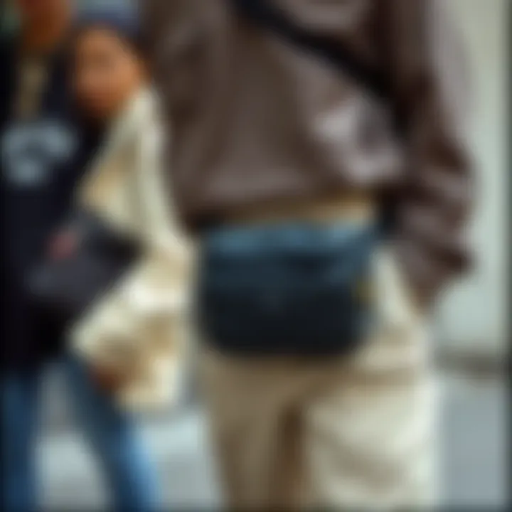 Combination of trendy outfits showcasing bum bags