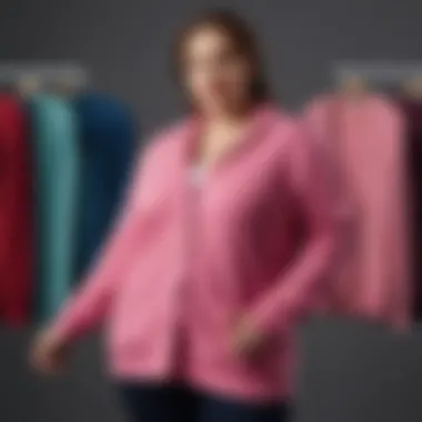 A collection of diverse plus size fleece cardigans in various colors