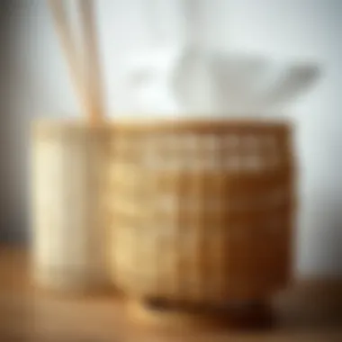Close-up of intricate rattan weaving design