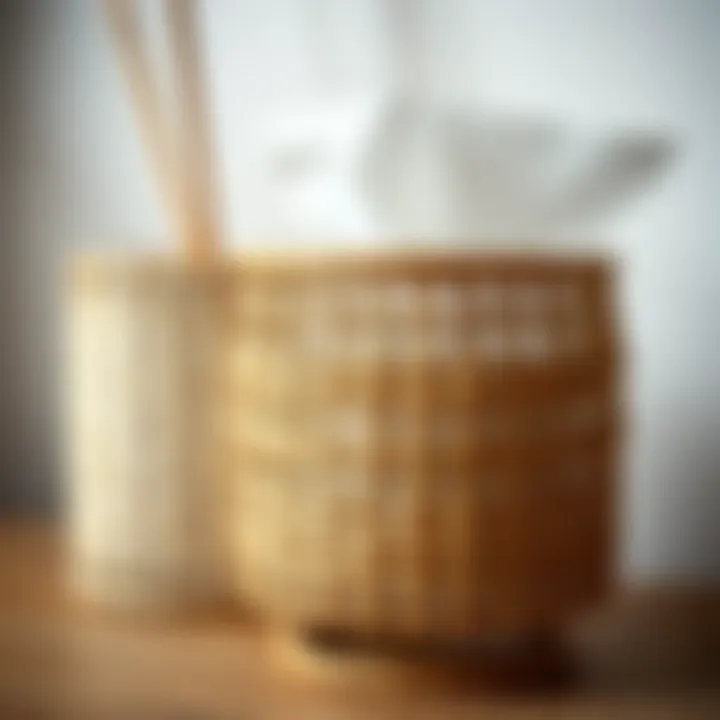 Close-up of intricate rattan weaving design