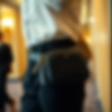 Small waist purse showcased in a formal setting