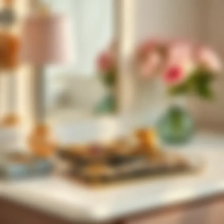 A beautifully styled vanity featuring stacking jewelry trays