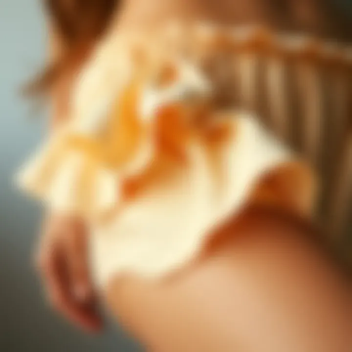 Close-up of the fabric texture used in a 2 piece ruffle short set