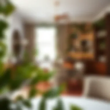 Stylish Dining Area Adorned with Faux Vines Stylish dining area adorned with faux vines for a natural touch