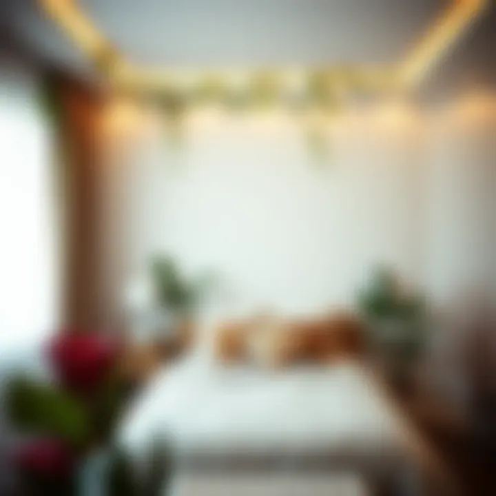 Tranquil Bedroom with Artificial Vines Tranquil bedroom featuring artificial vines for enhanced ambiance