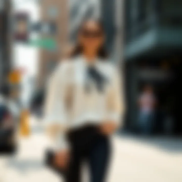 Trendy oversized blouse paired with modern accessories