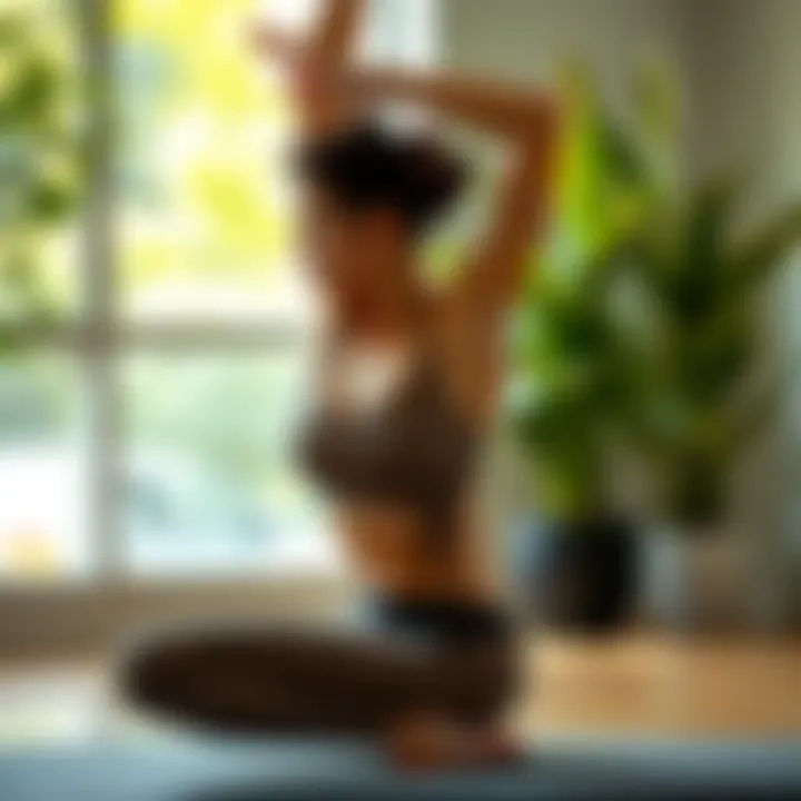 Woman performing yoga in leopard leggings