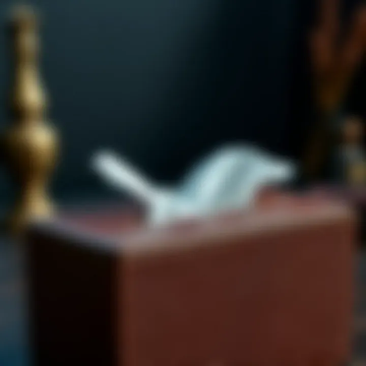 Artisan Craftsmanship in Faux Leather Close-up of textured faux leather tissue box showcasing craftsmanship