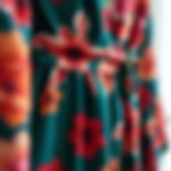 Close-up of vibrant floral patterns on fabric