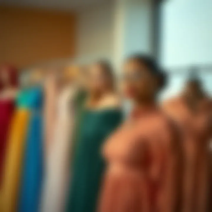 Diverse sizes of FullBeauty dresses displayed
