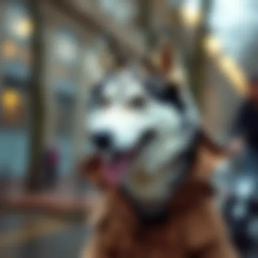 Stylish Husky in a Raincoat