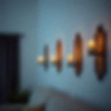 Ambient lighting created by wall sconces with battery-operated candles