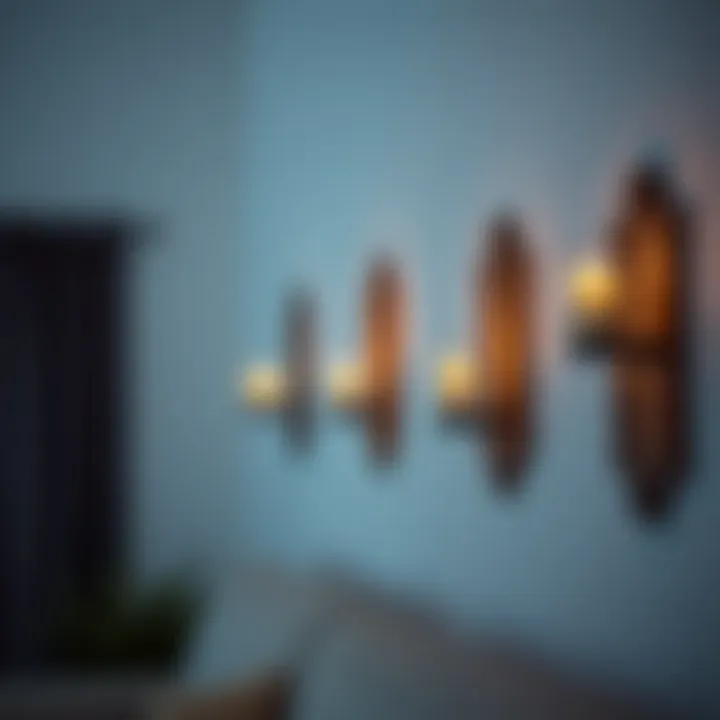 Ambient lighting created by wall sconces with battery-operated candles