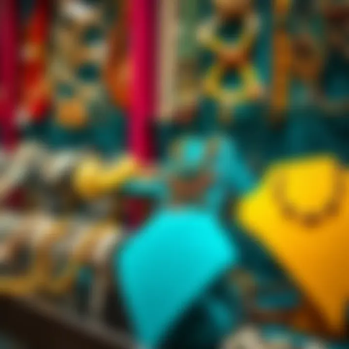Colorful jewelry display showcasing various pieces