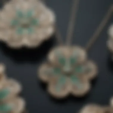 Elegant display of lucky clover jewelry pieces showcasing intricate designs and craftsmanship