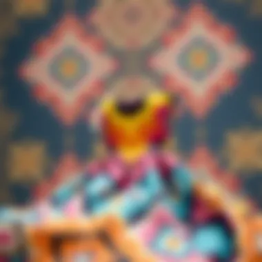 Vibrant Geometric Patterns A stunning mod prom dress with vibrant colors and geometric patterns