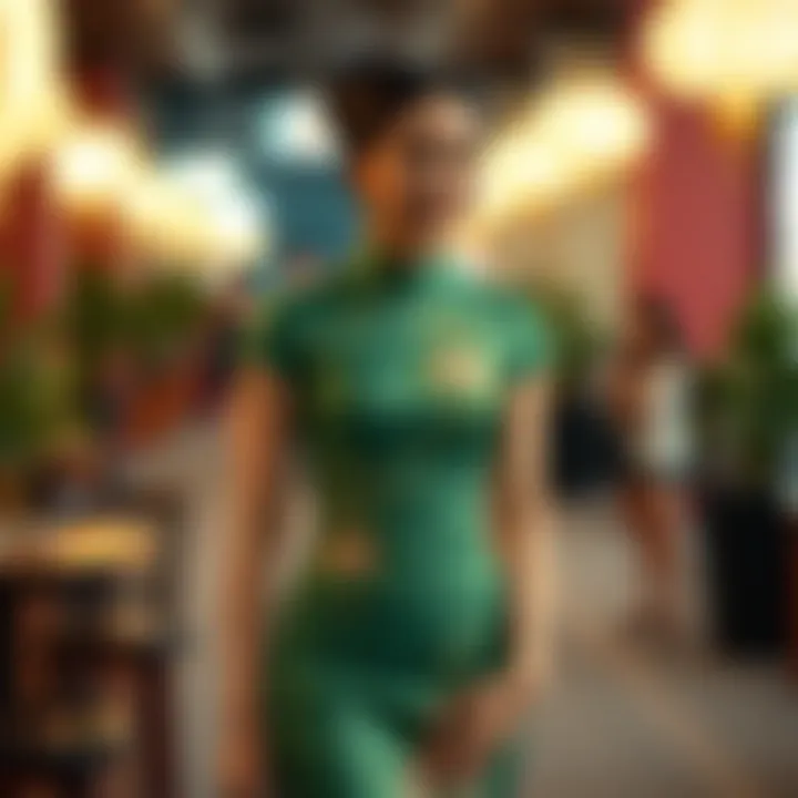 A modern interpretation of the green cheongsam styled for a contemporary event