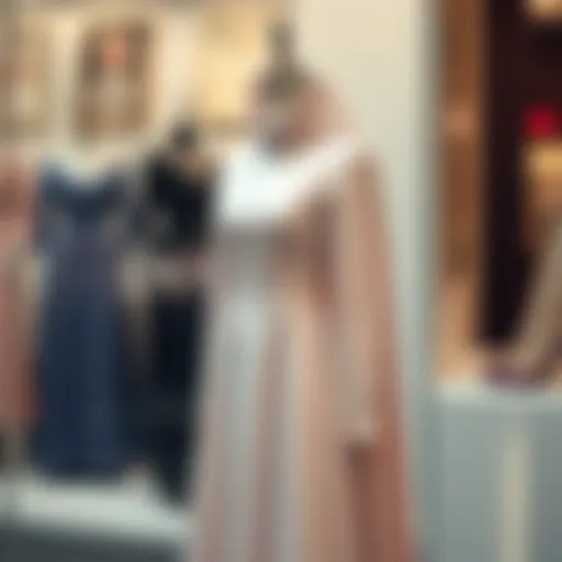 Elegant modest gown displayed on a mannequin