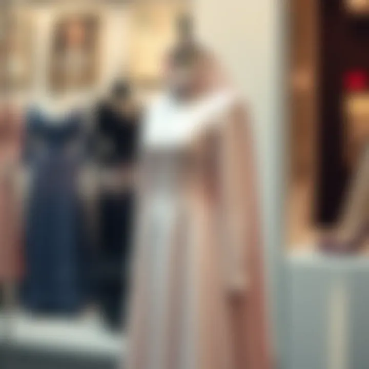 Elegant modest gown displayed on a mannequin