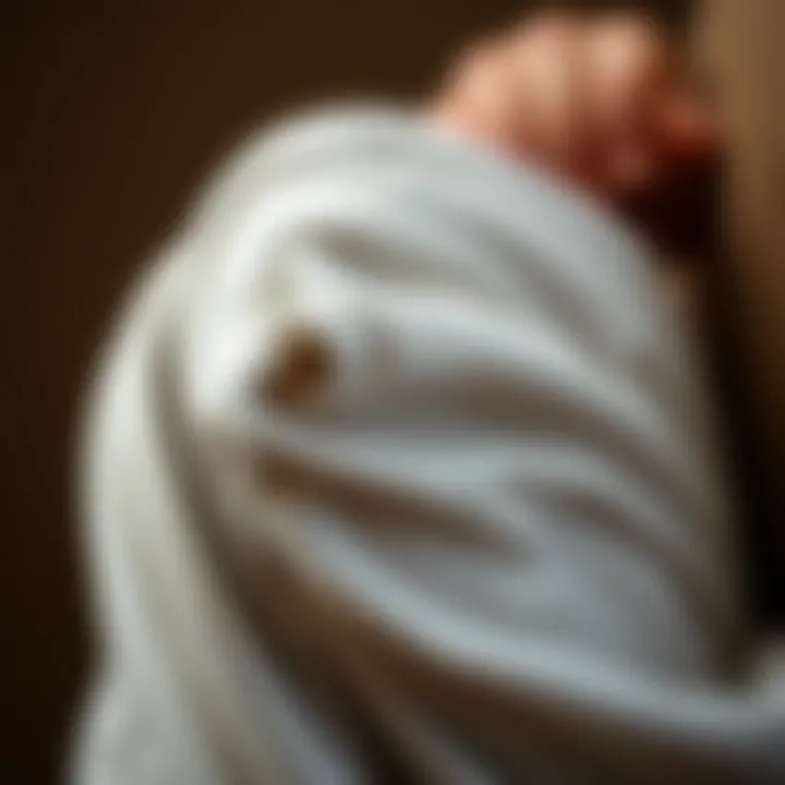 Fabric Details and Safety Considerations A close-up of a swaddle wrap's fabric details highlighting safety stitching