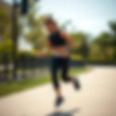 Fitness enthusiast showcasing the use of a ropeless jump rope outdoors