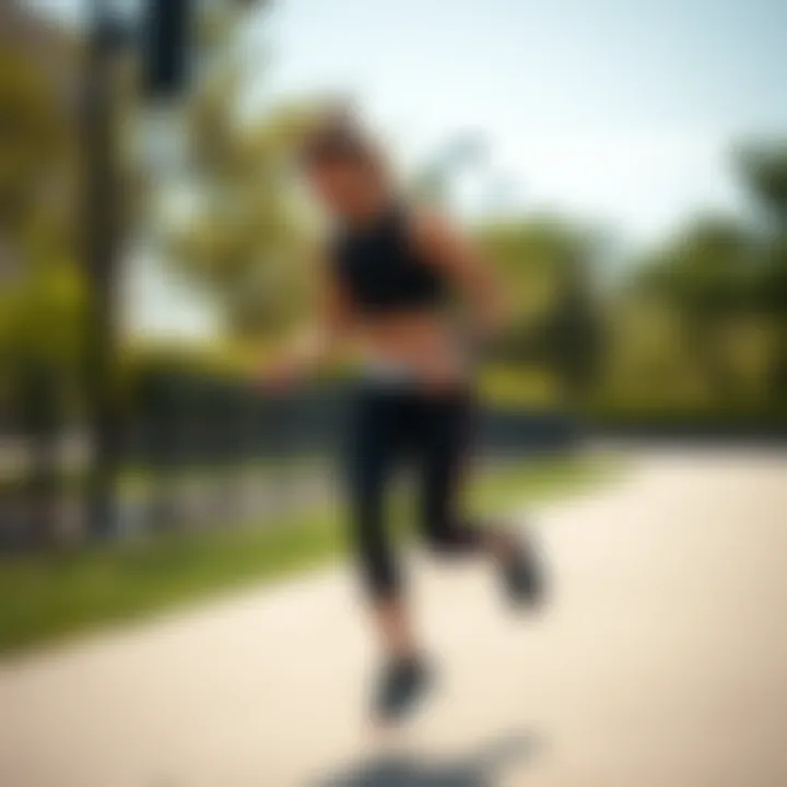 Fitness enthusiast showcasing the use of a ropeless jump rope outdoors