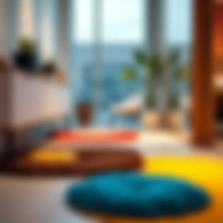 Stylish and colorful floor mats enhancing a modern interior