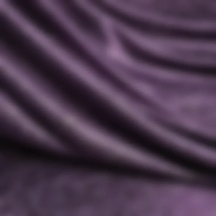 Close-up of textured fabric featuring purple and gray patterns