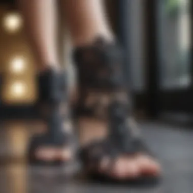 Elegant black pearl sandals showcasing intricate design