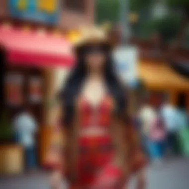 Vibrant bohemian-inspired clothing ensemble